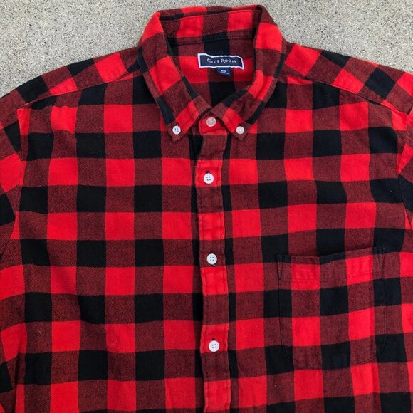 CLUB ROOM Lumberjack Flannel Shirt 2XL Men's Red Long Sleeve Button Down Top - Picture 3 of 7